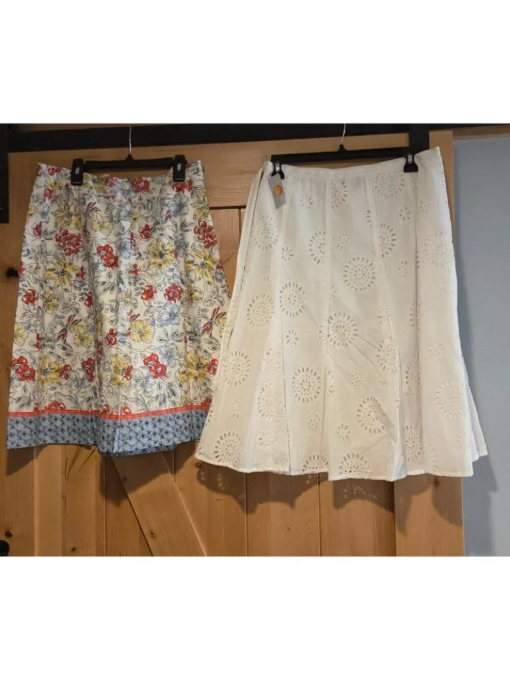 New! Lot of 2 Talbots Size 8 Petite Midi Skirts Eyelet Floral Lined